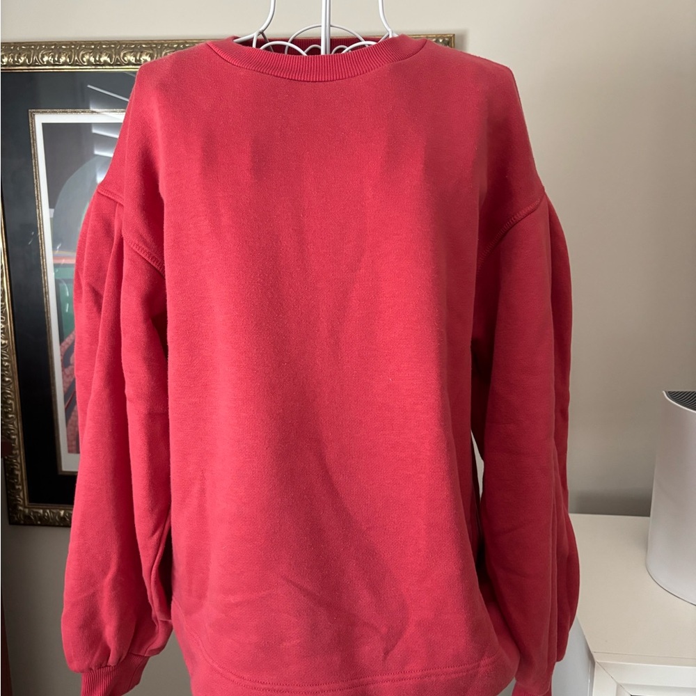 Zara oversized drop gathered shoulder balloon sleeve cotton sweatshirt
